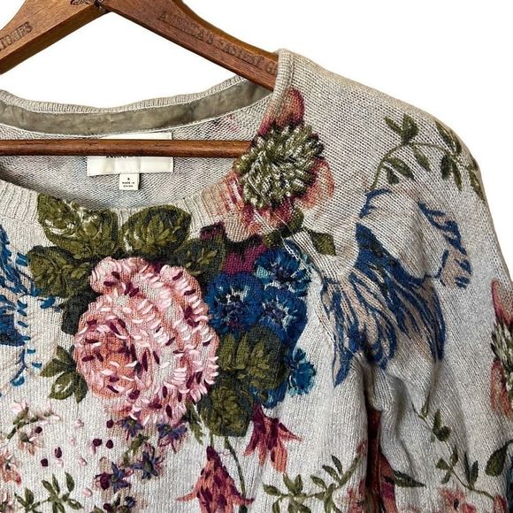 Anthropologie Angel Of The North Embroidered Floral Sweater - Picture 3 of 8